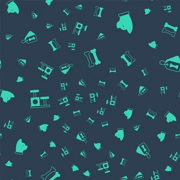 Set Dog bone, Cat, scratching post with toy and collar on seamless pattern Stock Illustration