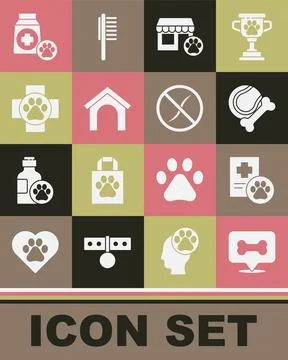Set Dog bone, Clinical record pet, Pet toys rubber and ball, Veterinary hospital イラスト素材