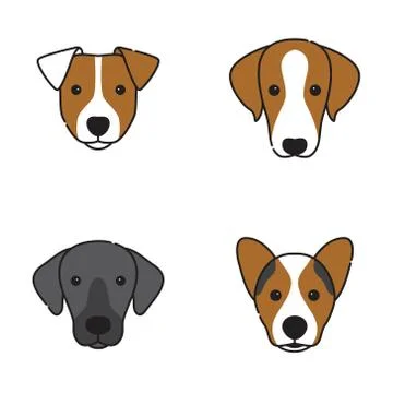 Set of dog face logos. Different breeds Stock-Illustration