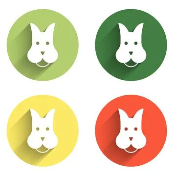 Set Dog icon isolated with long shadow background. Color circle button. Vecto 库存插图
