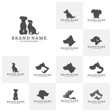 Set of Dog logo Design Vector Template. Dog icon logo vector Stock Illustration