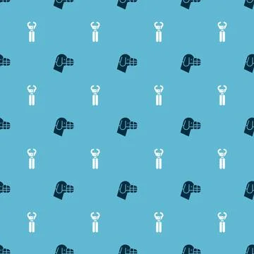 Set Dog in muzzle and Pet nail clippers on seamless pattern. Vector Stock Illustration