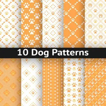 Set of dog seamless vector pattern Illustrazione stock