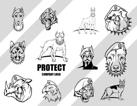 Set Of Dog. Security company vector logo design template. Protection logo. Do Stock Illustration