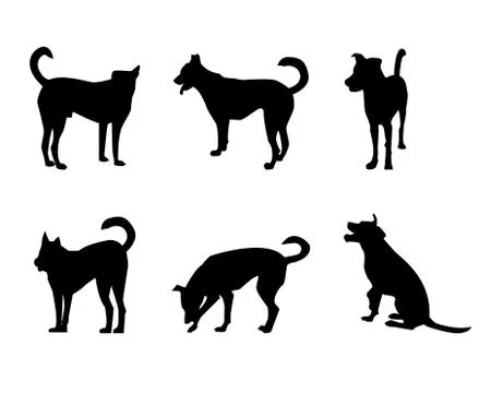Set of dog silhouette on white Stock Illustration