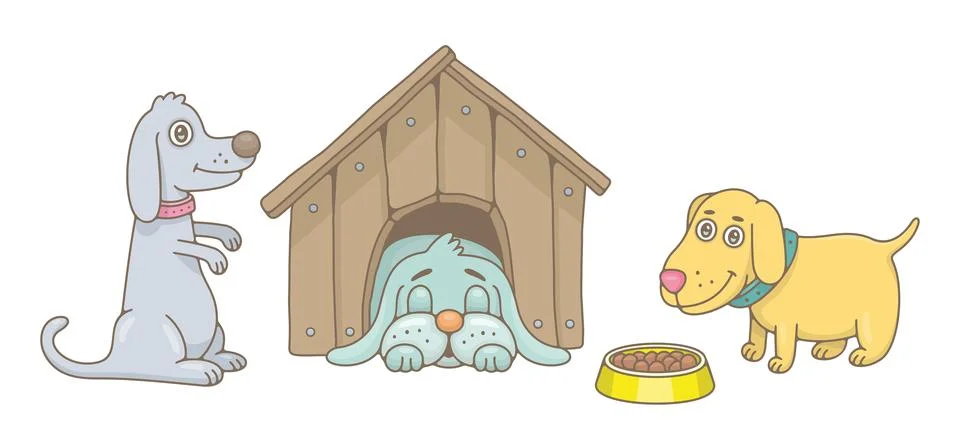 Set of Dogs Stock Illustration
