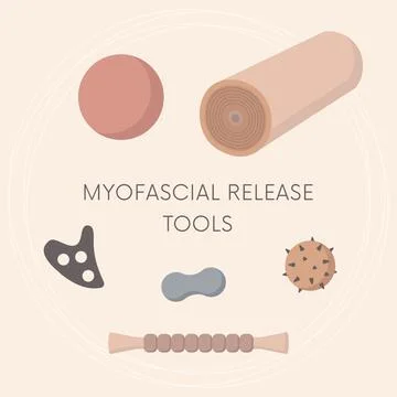 Set for doing myofascial release massage therapy Stock Illustration
