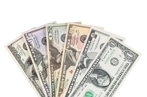 Set of dollar banknotes on white background Stock Photos