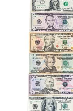 Set of dollar banknotes on white background Stock Photos