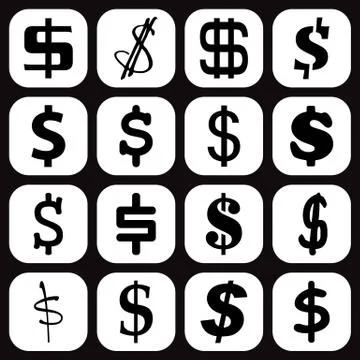 Set of dollar icons isolated log Stock Illustration