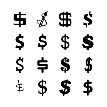 Set of dollar icons isolated logos Stock Illustration