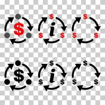 Set of Dollar money change icon, trade cash information web symbol, convert s Stock Illustration