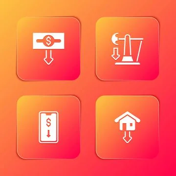 Set Dollar rate decrease, Drop in crude oil price, Mobile stock trading and Stock Illustration