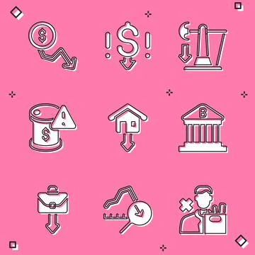 Set Dollar rate decrease, Drop in crude oil price, Falling property prices, Bank 库存插图