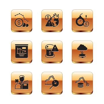 Set Dollar rate decrease, Employee dismissal, Global economic crisis, Drop in 库存插图