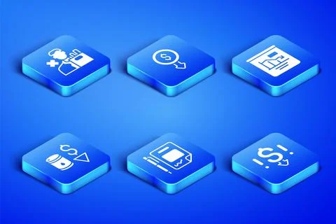 Set Dollar rate decrease, Employee dismissal, Contract money and pen, Drop in Stock Illustration