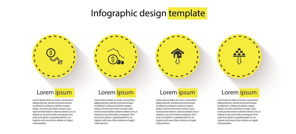 Set Dollar rate decrease, , Falling property prices and Gold bars. Business 库存插图