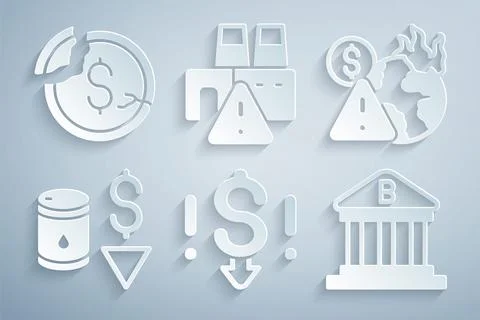 Set Dollar rate decrease, Global economic crisis, Drop in crude oil price, Bank Stock Illustration