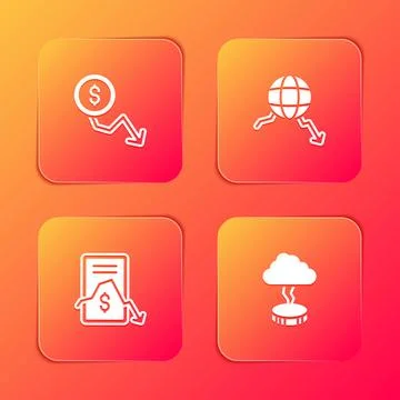 Set Dollar rate decrease, Global economic crisis, Mobile stock trading and Storm Stock Illustration