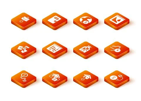 Set Dollar rate decrease, Hanging sign with Sale, Tearing money banknote, Pie Stock Illustration