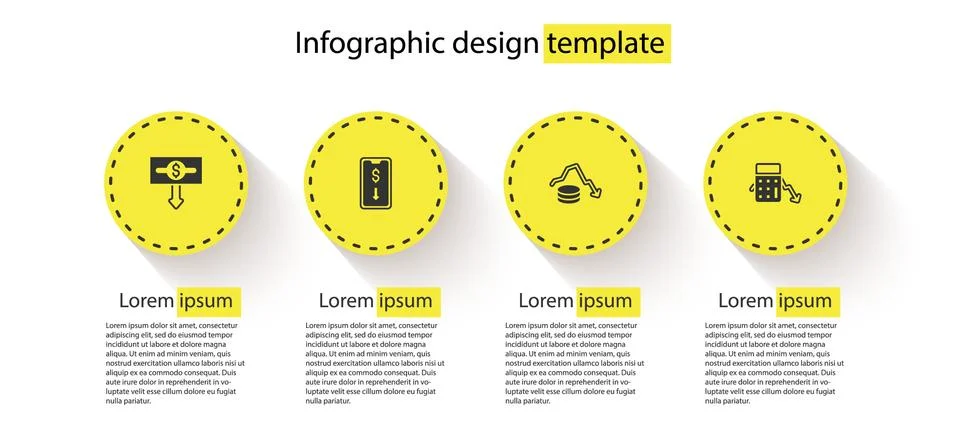 Set Dollar rate decrease, Mobile stock trading, and Calculation of expenses Stock Illustration