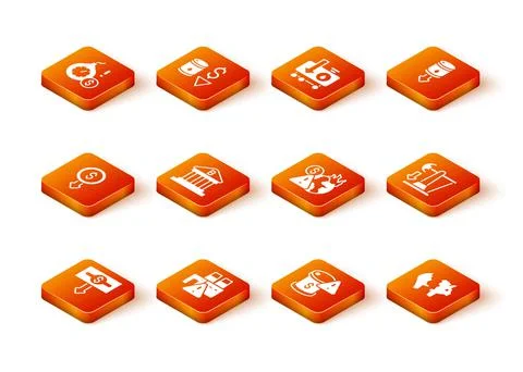 Set Dollar rate decrease, Shutdown of factory, Bank building, Drop crude oil Stock Illustration