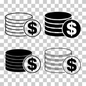 Set of Dollar stack coin, flat icon money design, cash sign vector illustrati Stock Illustration