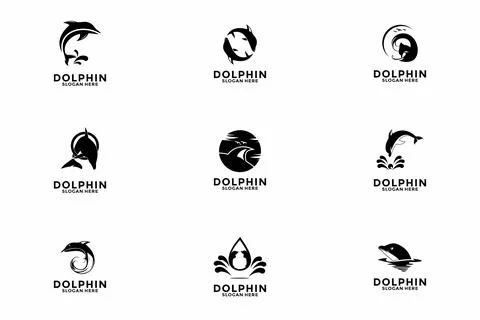 Set of dolphin logo design vector illustration, Dolphin logo icon collections Stock Illustration