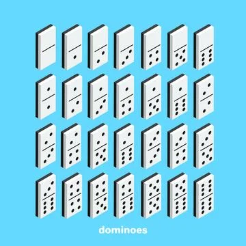 Set of dominoes on a blue background, isometric image Stock Illustration