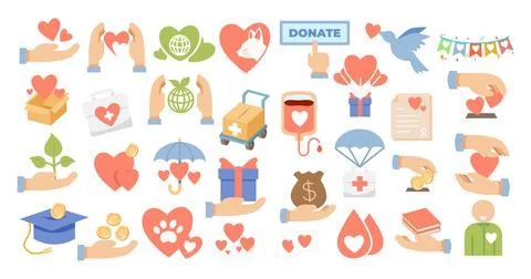 Set of Donation Funds icons Elements collection. Vector illustration Charit.. イラスト素材