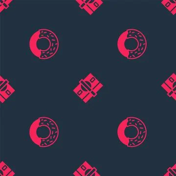 Set Donut and Stacks paper money cash on seamless pattern. Vector Stock Illustration