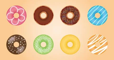 A set of a Donut Stock Illustration