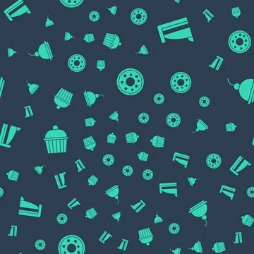 Set Donut, Piece of cake, Cake and Cherry cheesecake on seamless pattern. V.. 스톡 일러스트