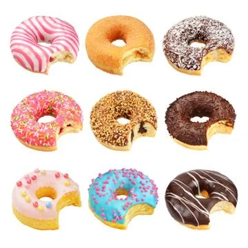 Set of donuts isolated Stock Photos