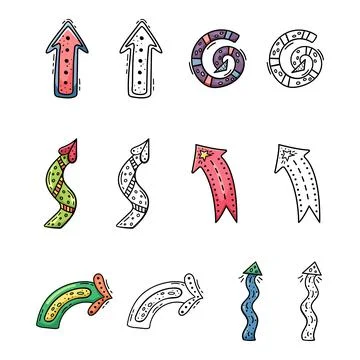 A set of doodle arrows for your design. Template. Illustrazione stock