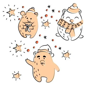 Set of doodle bears in vector Stock Illustration