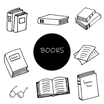 Set of Doodle book collection - vector handdrawn simple illustration Illustrazione stock