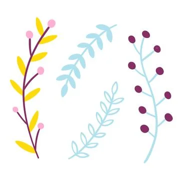 Set of doodle branches. hand drawn vector illustration of tree branch with Stock Illustration