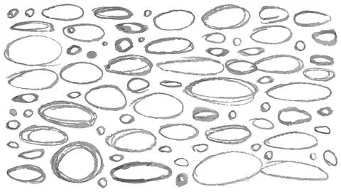Set of doodle brown round shapes, pen ellipses and circles to emphasize text Stock Illustration