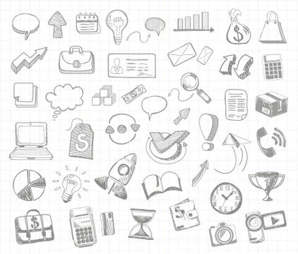 Set of doodle business management Stock Illustration