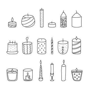 Set of doodle candles. Stock Illustration