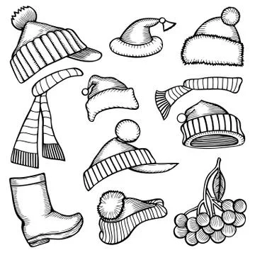 Set doodle Christmas objects Stock Illustration