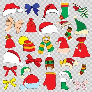 Set doodle Christmas objects Stock Illustration