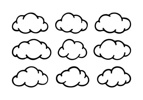 Set of doodle clouds. Vector illustration Stock Illustration