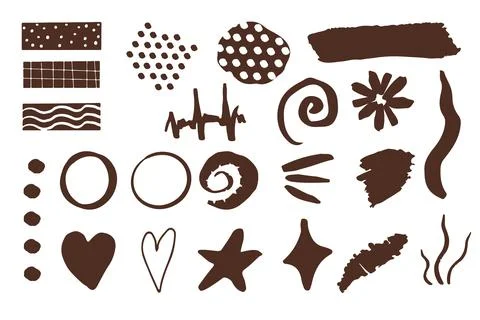 Set doodle design elements, decorations abstract free hand brush drawing Illustrazione stock