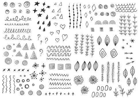 Set of doodle design elements Stock Illustration