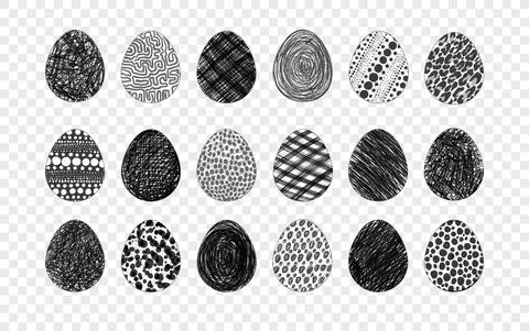 Set of doodle easter eggs. Vector illustration Stock Illustration