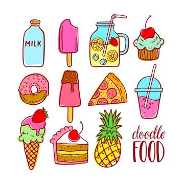 Set of doodle food Stock-Illustration