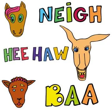 Set of doodle funny and cute animals Stock Illustration