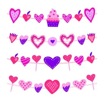 Set of doodle garlands with sweets. Stock-Illustration